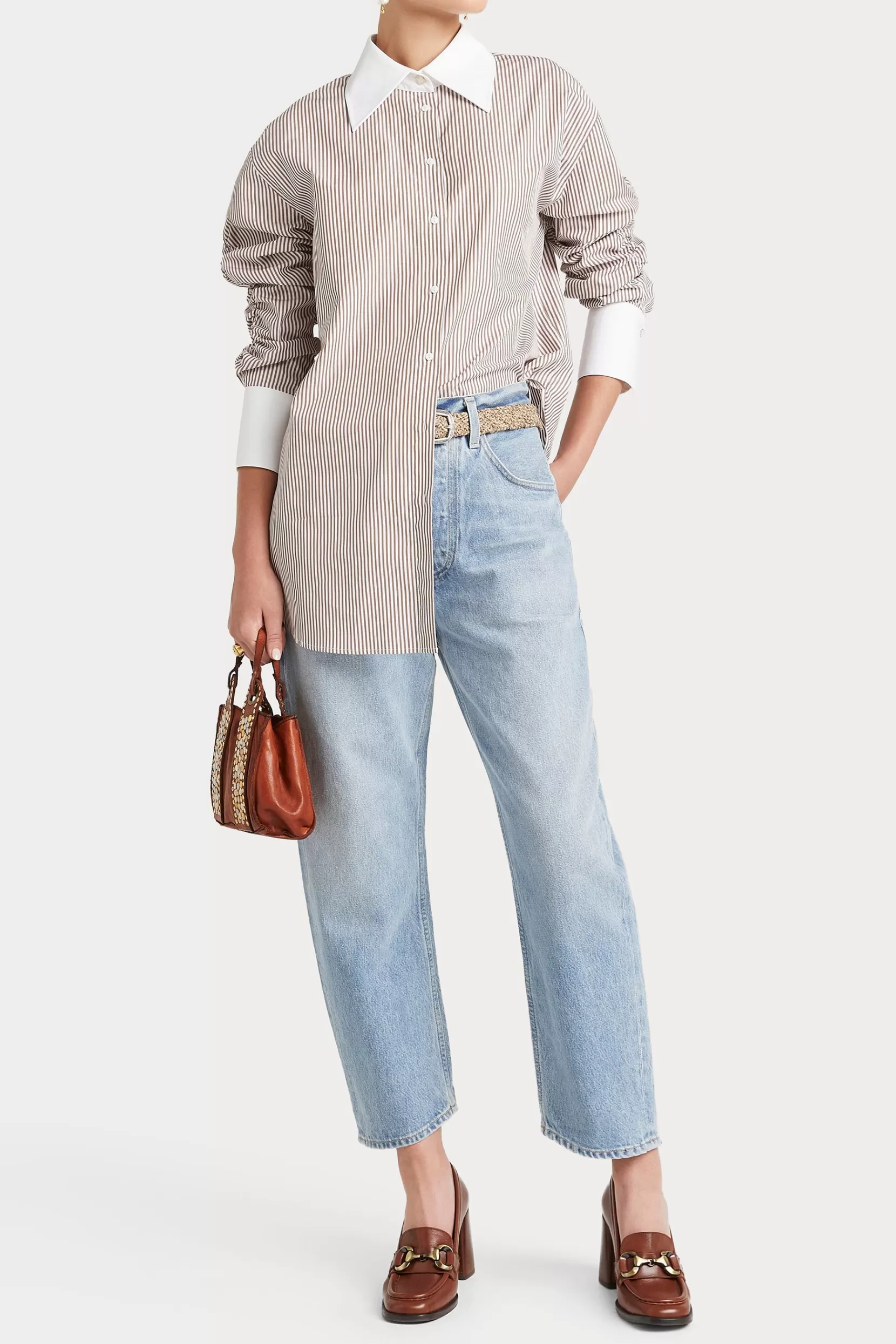 Fashion LUCY SHIRT - Camel Wht Tops