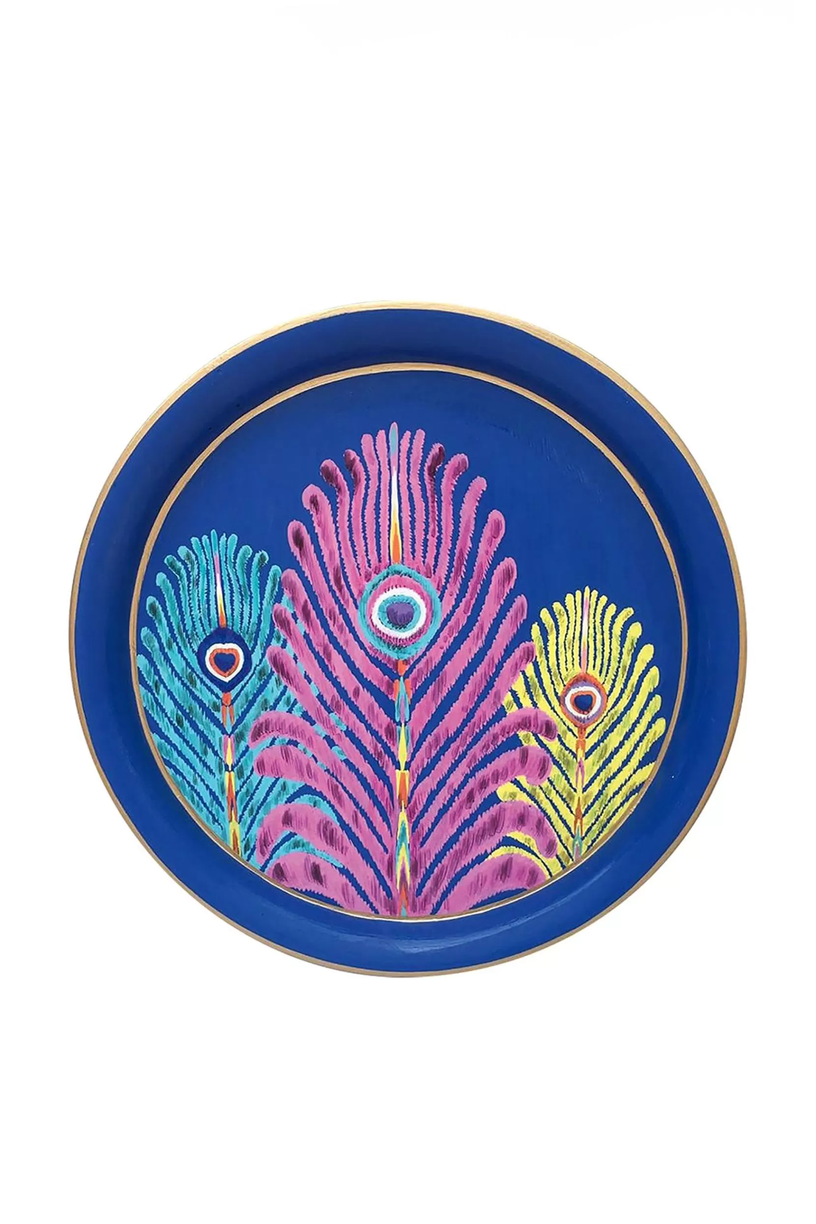 Cheap Les Ottomans Peacock Round - Tableware & Trays
